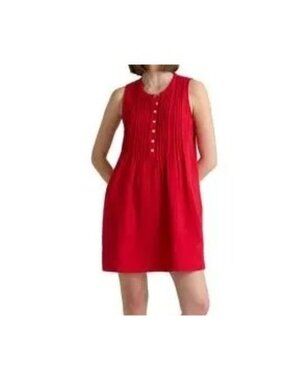 Quince Gauze Sleeveless Swing Dress Size XL Wild Cherry Organic Cotton Cottage